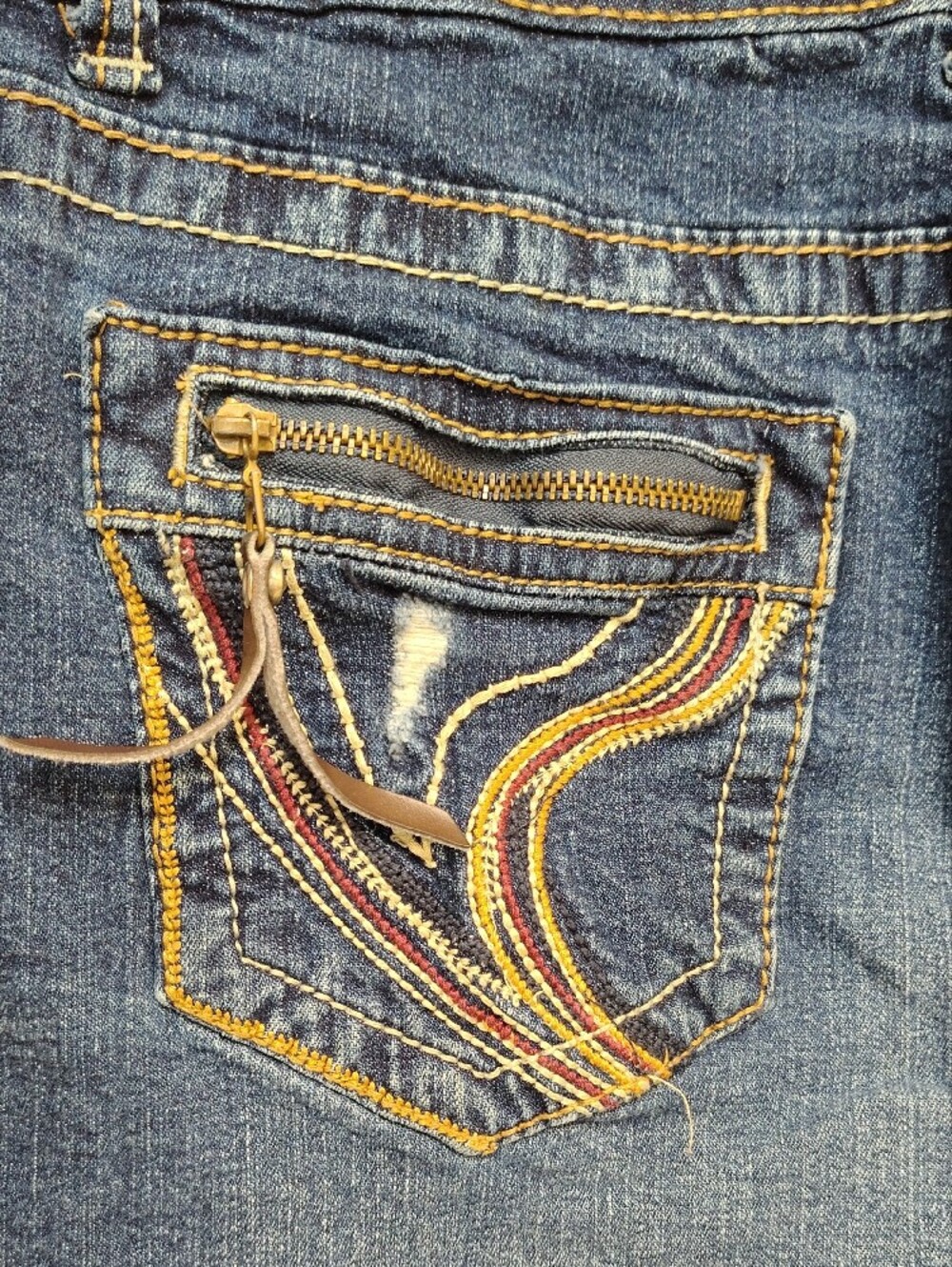 Ariya Dark Blue Low Rise Distressed Rolled-Hem Denim Shorts - Picture 8 of 13